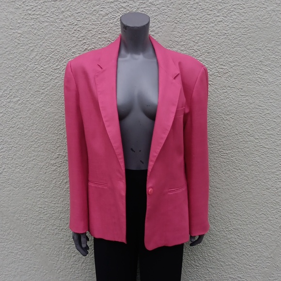 CROSS COUNTRY FASHIONS (USA) LADIES VINTAGE PURE LINEN (1) BUTTON LUXURY BLAZER - Picture 4 of 17